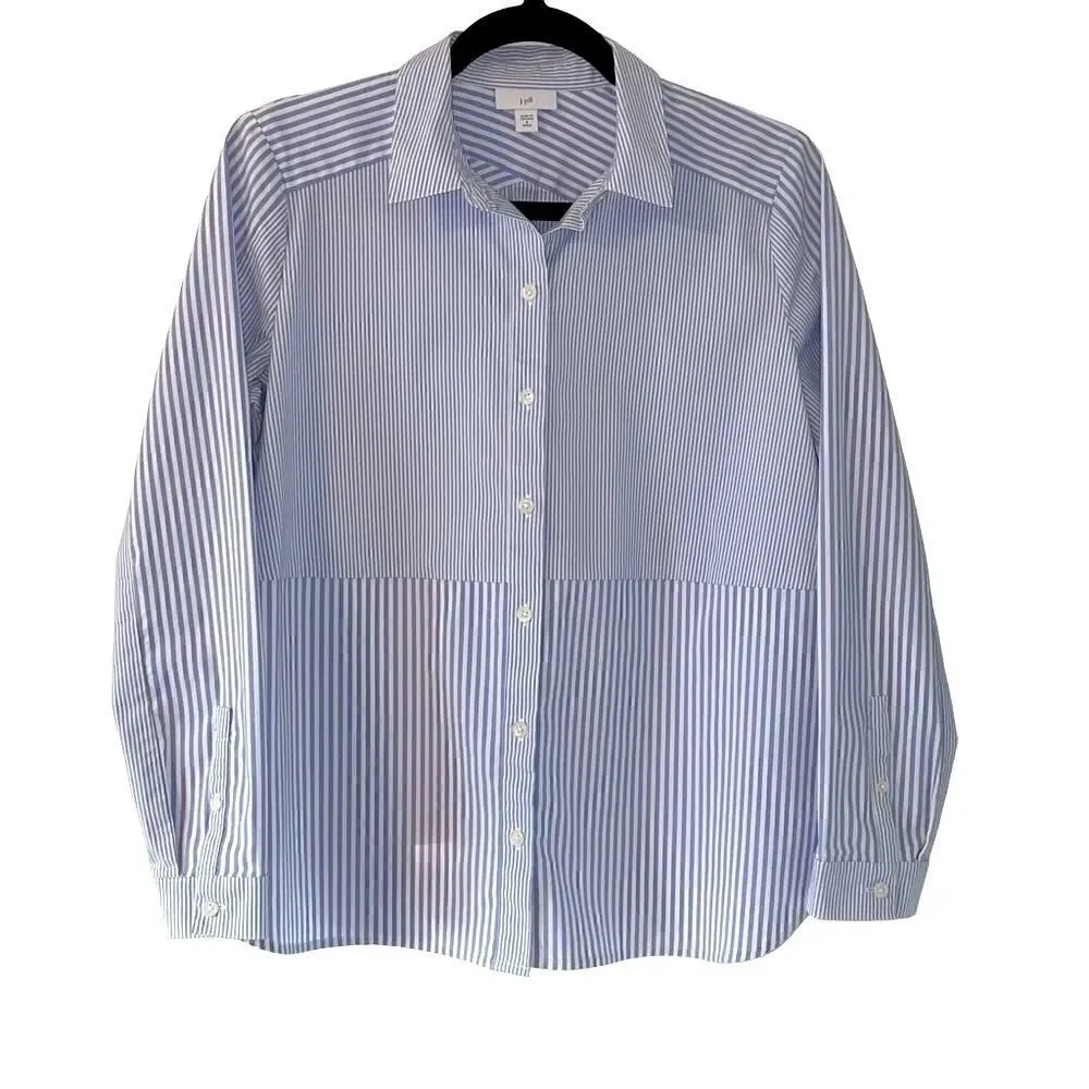 J.Jill striped blue and white classic shirt blouse size small petite